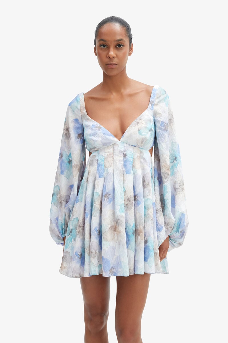 bardot Jovie Babydoll Mini Dress In Baby Bl Fl
