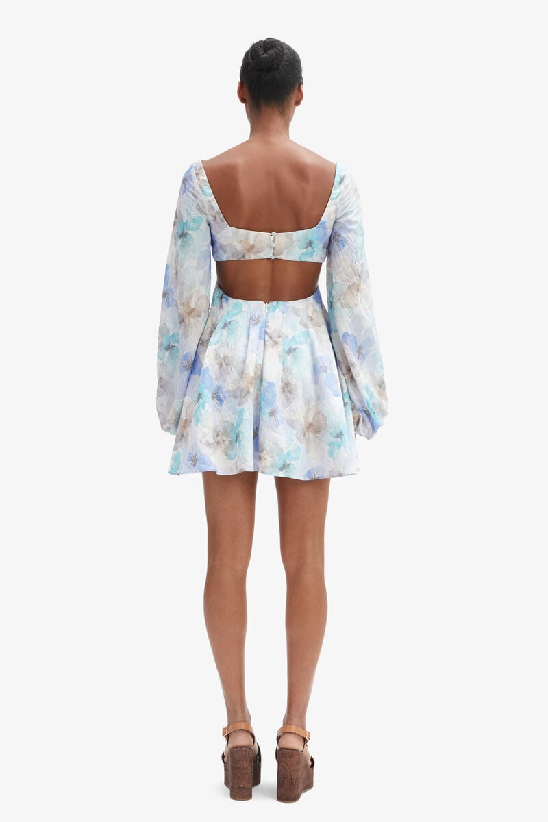 bardot Jovie Babydoll Mini Dress In Baby Bl Fl