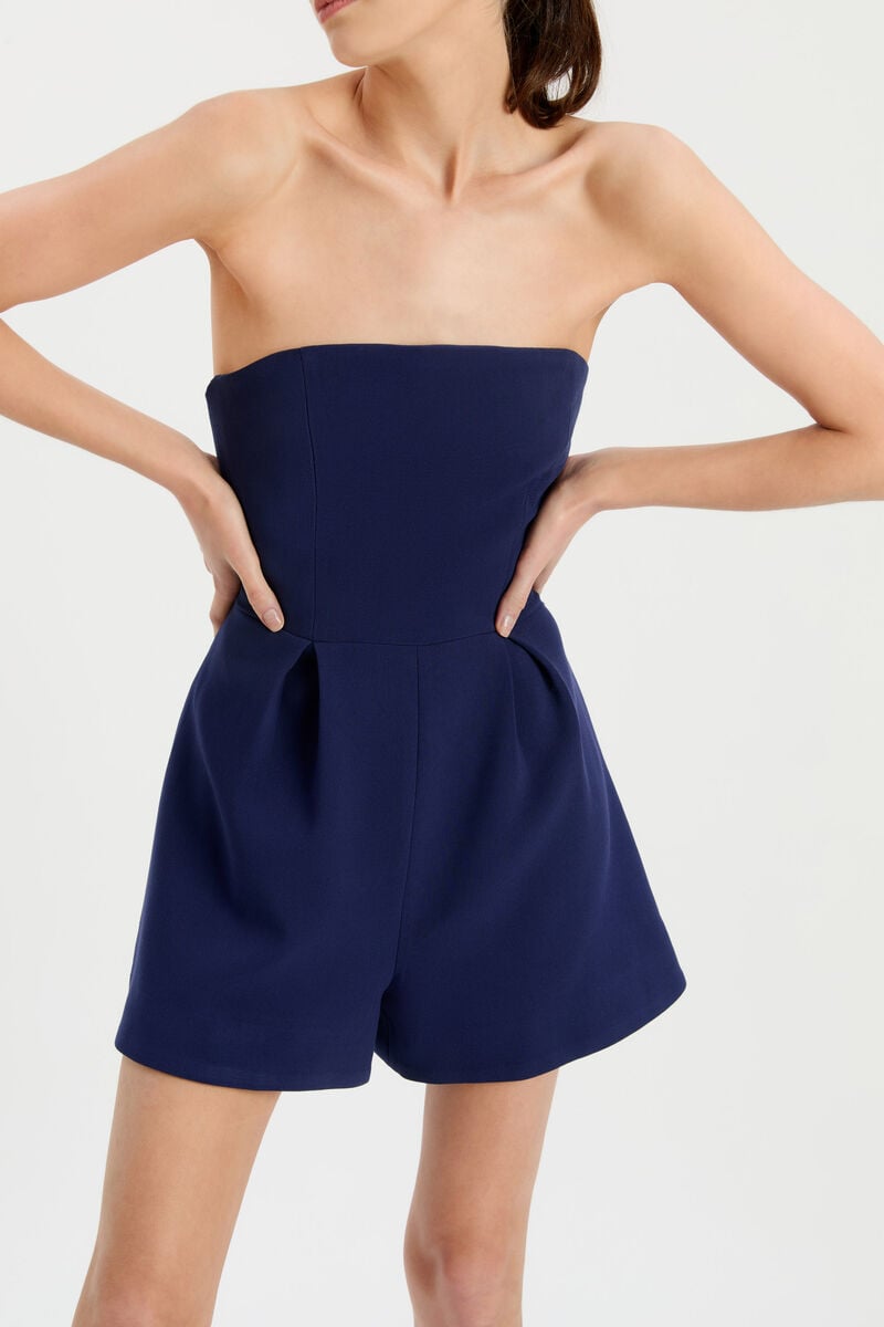 Bardot Karoline Strapless Playsuit In Navy