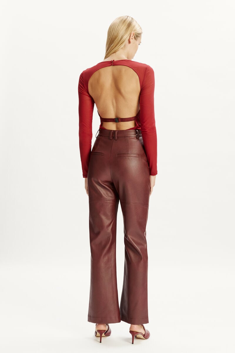 Bardot Karson Vegan Leather Pant In Burgundy