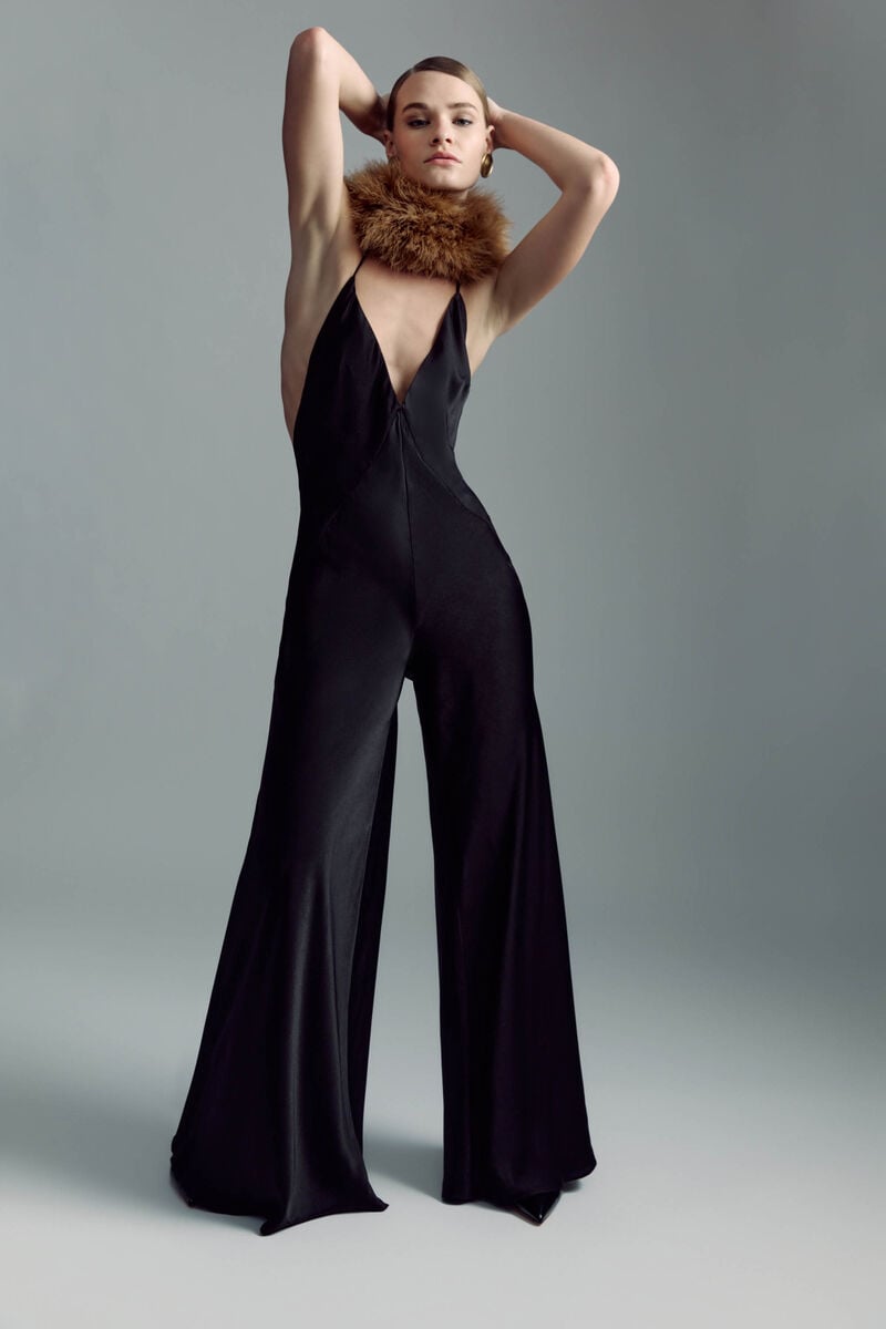 bardot keaton halter jumpsuit in black