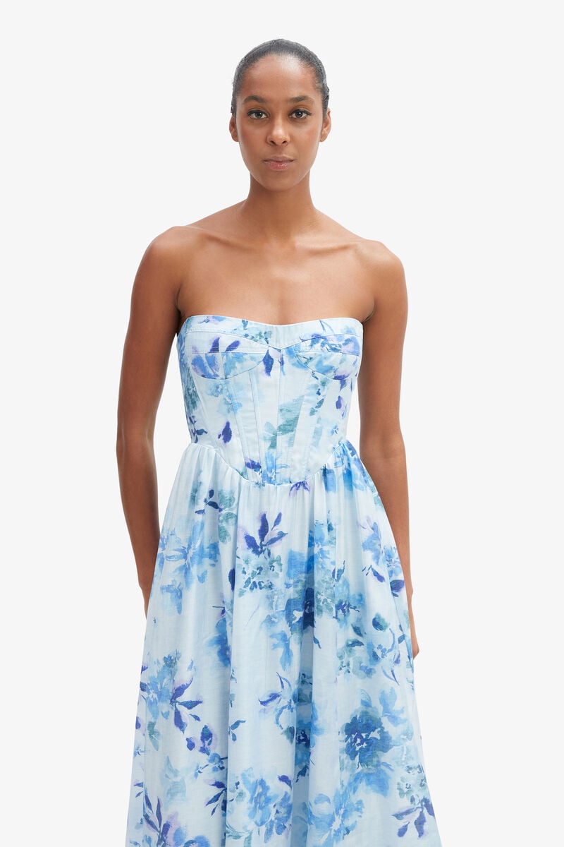 Bardot Lola Corset Midi Dress In Baby Bl Fl
