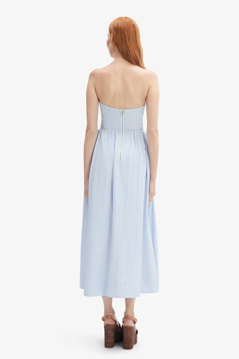 Bardot Lola Corset Stripe Midi Dress In Blue Strip