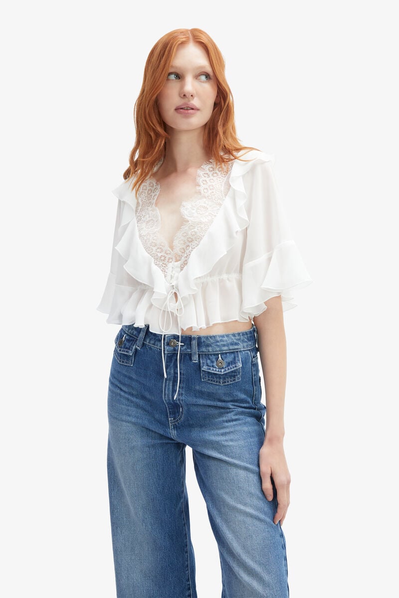 Bardot Louelle Lace Top In Ivory