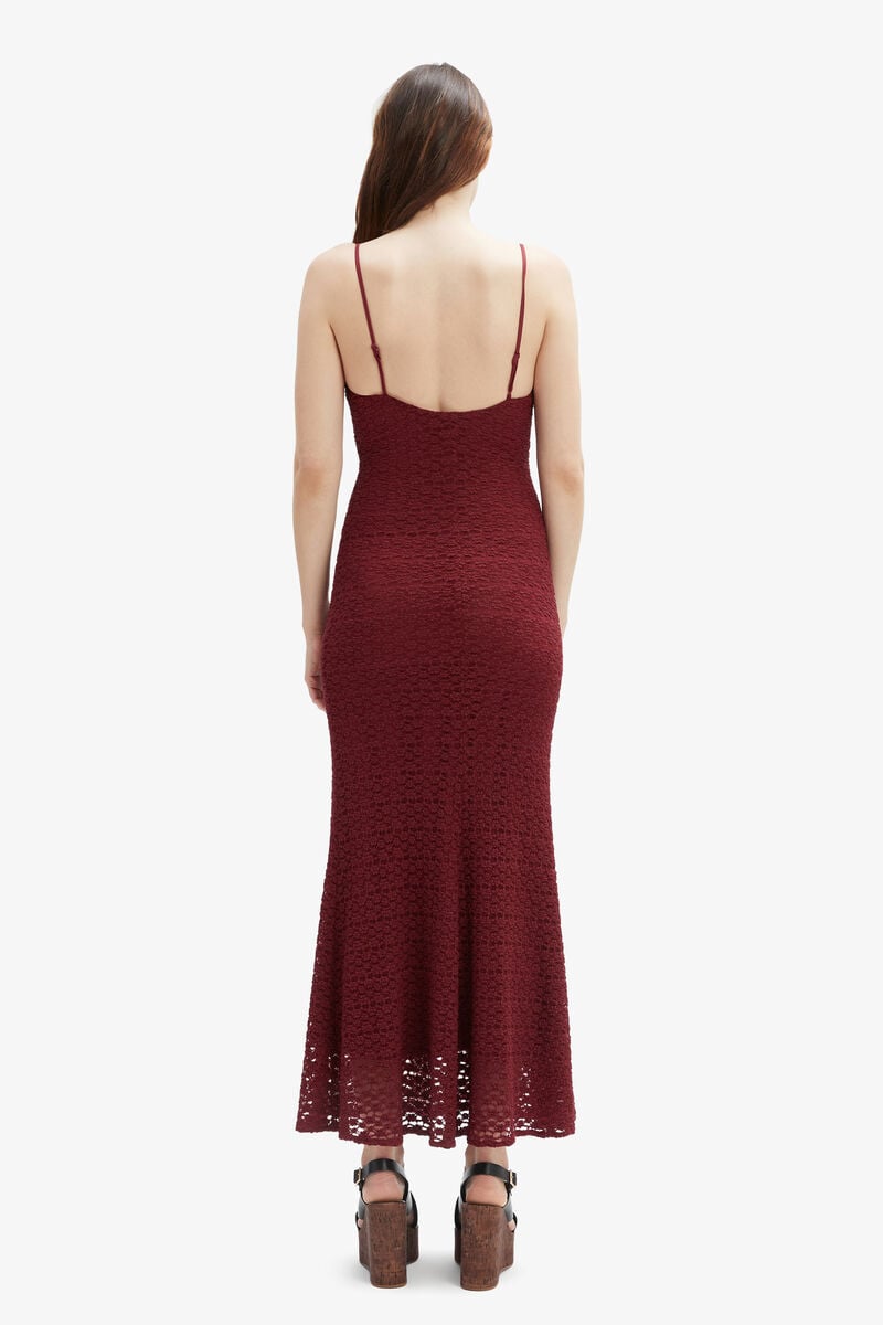 Bardot Louisa Mesh Midi Dress In Burgundy