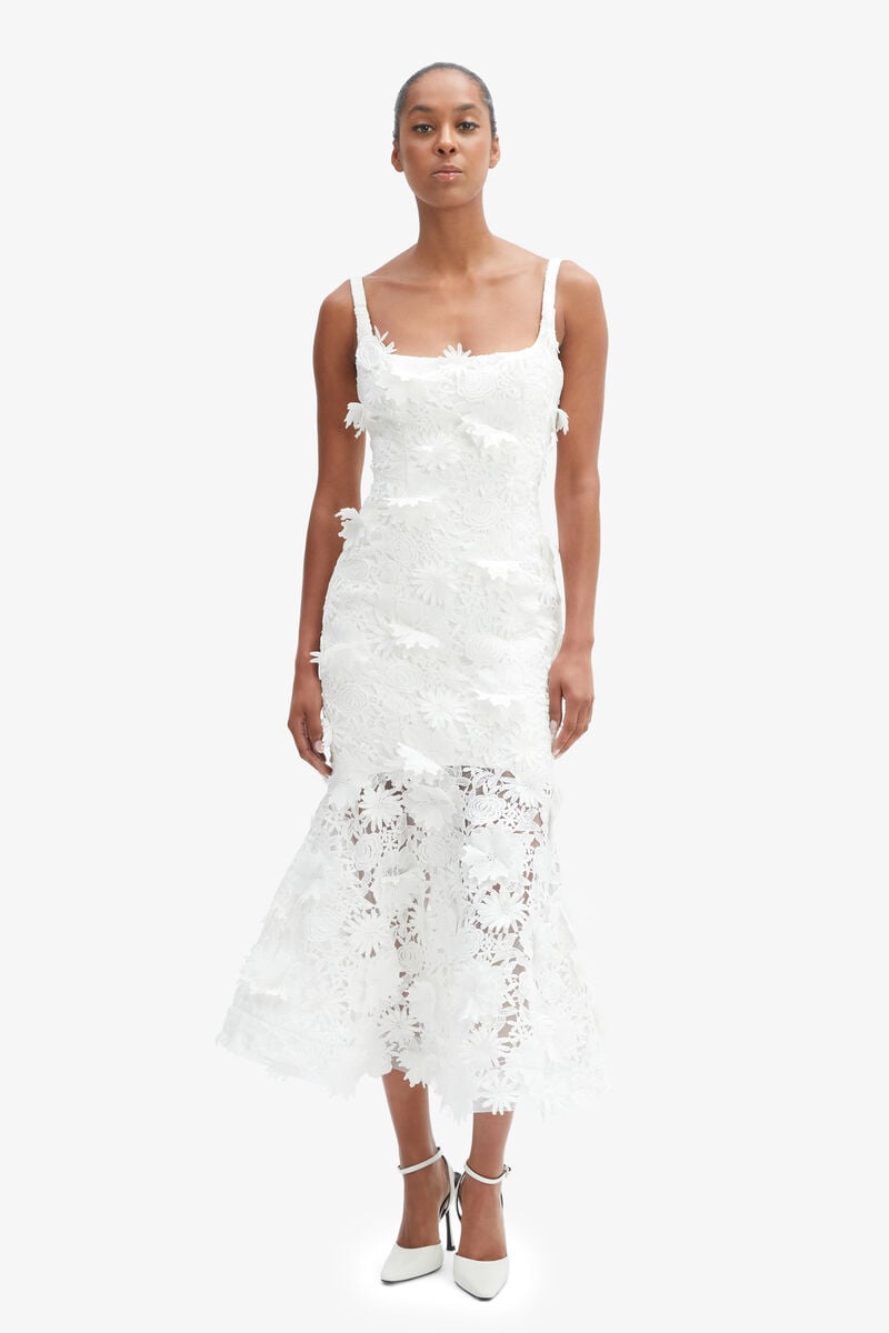 Bardot Marico Lace Midi Dress In Orchidwht