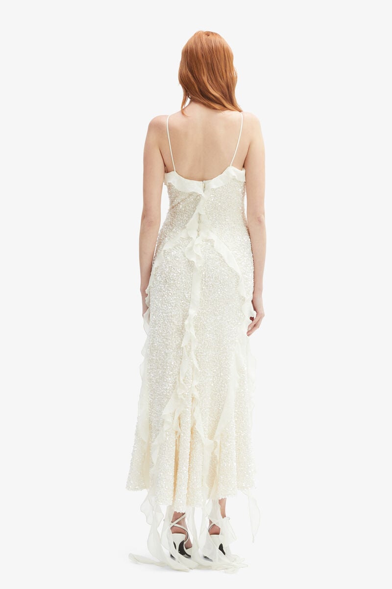 Bardot Marsella Ruffle Midi Dress In Ivory