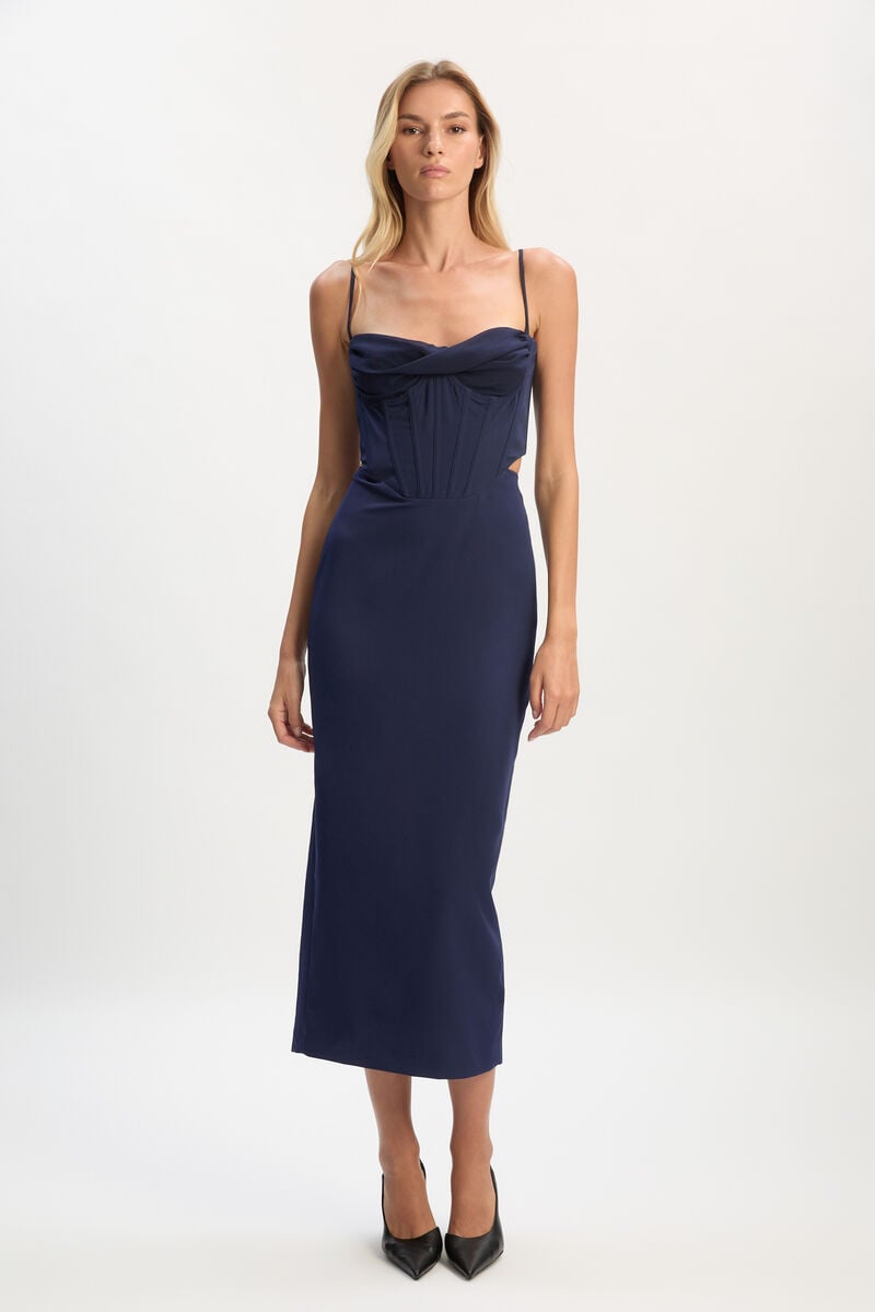 Bardot Martini Midi Dress In Navy
