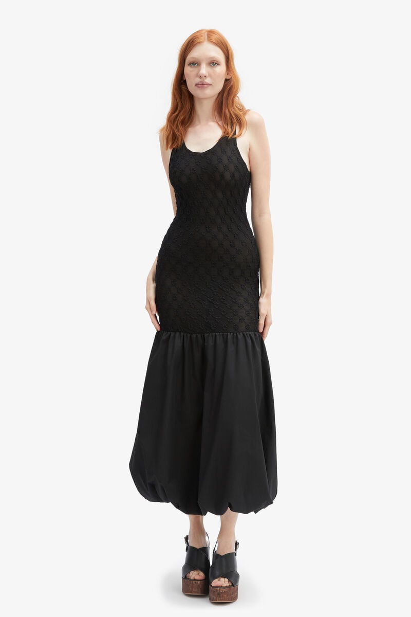 Bardot Melody Lace Poplin Maxi Dress In Black