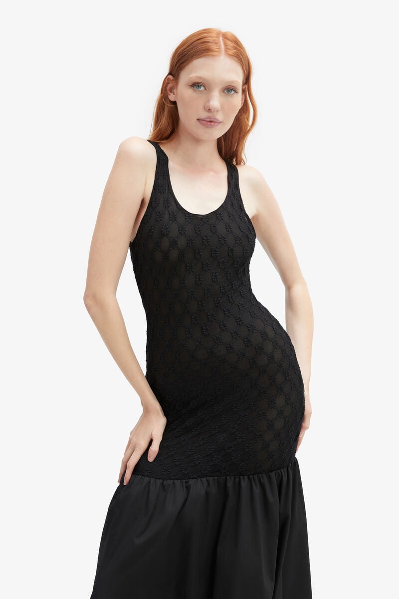 Bardot Melody Lace Poplin Maxi Dress In Black