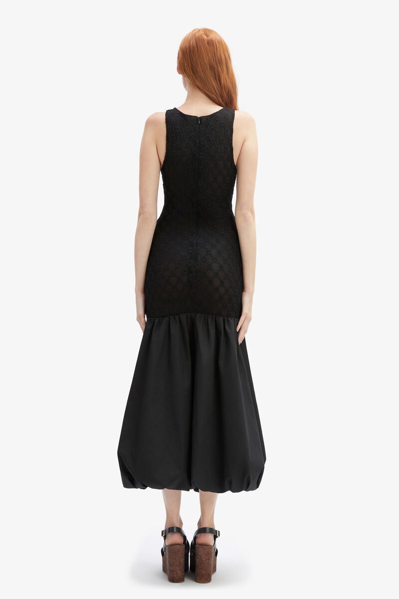 Bardot Melody Lace Poplin Maxi Dress In Black