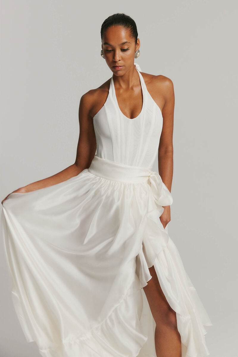 bardot mirella wrap maxi skirt in ivory