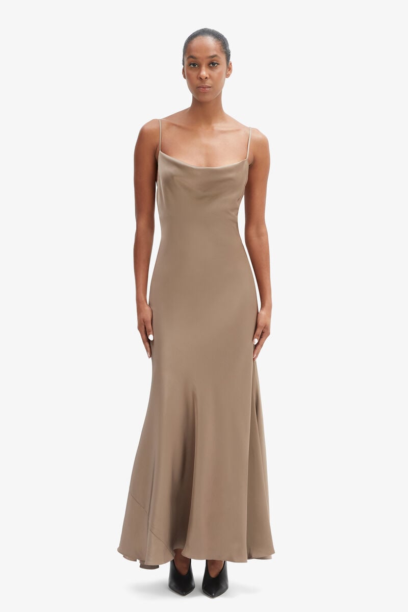 Bardot Monroe Cowl Neck Maxi Dress In Toffee