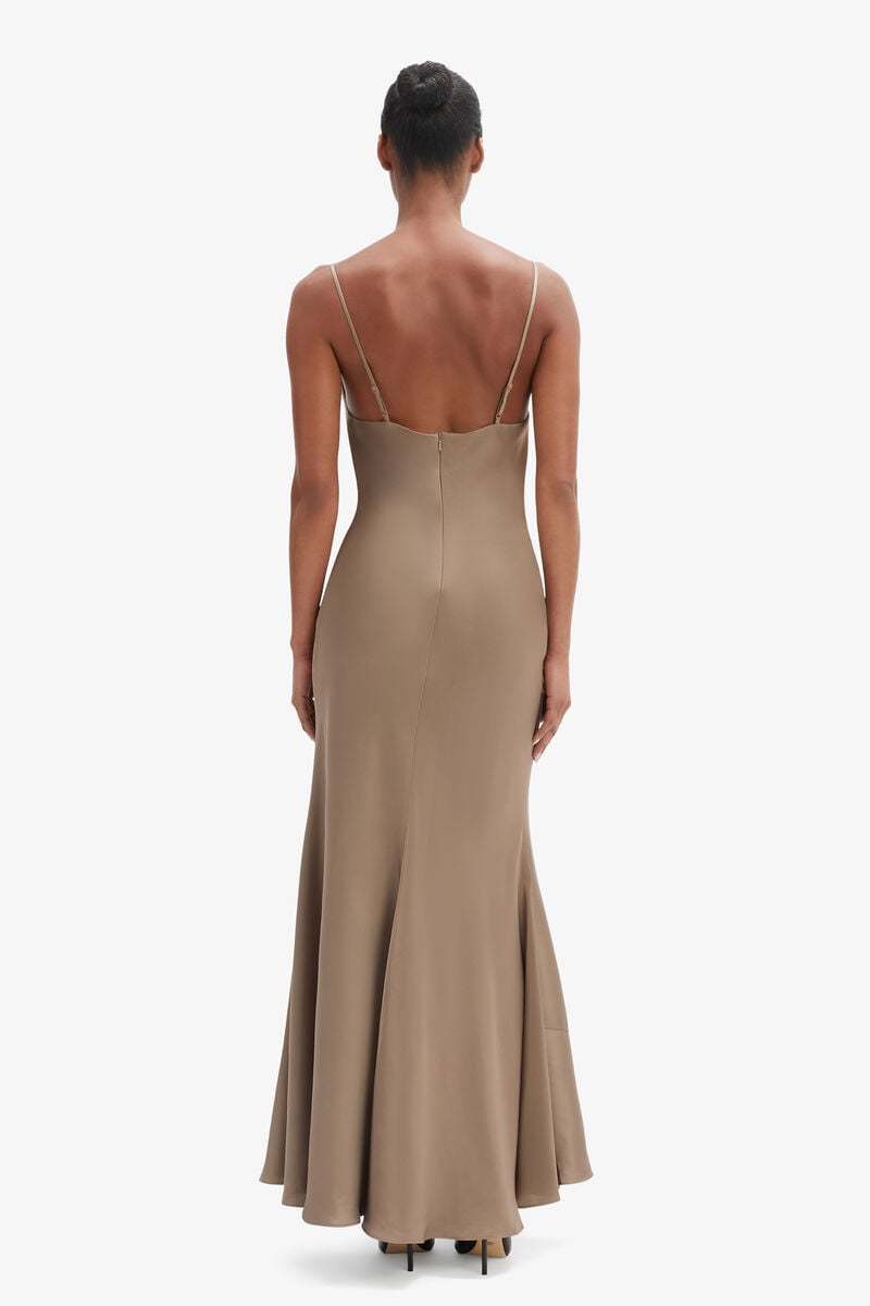 Bardot Monroe Cowl Neck Maxi Dress In Toffee
