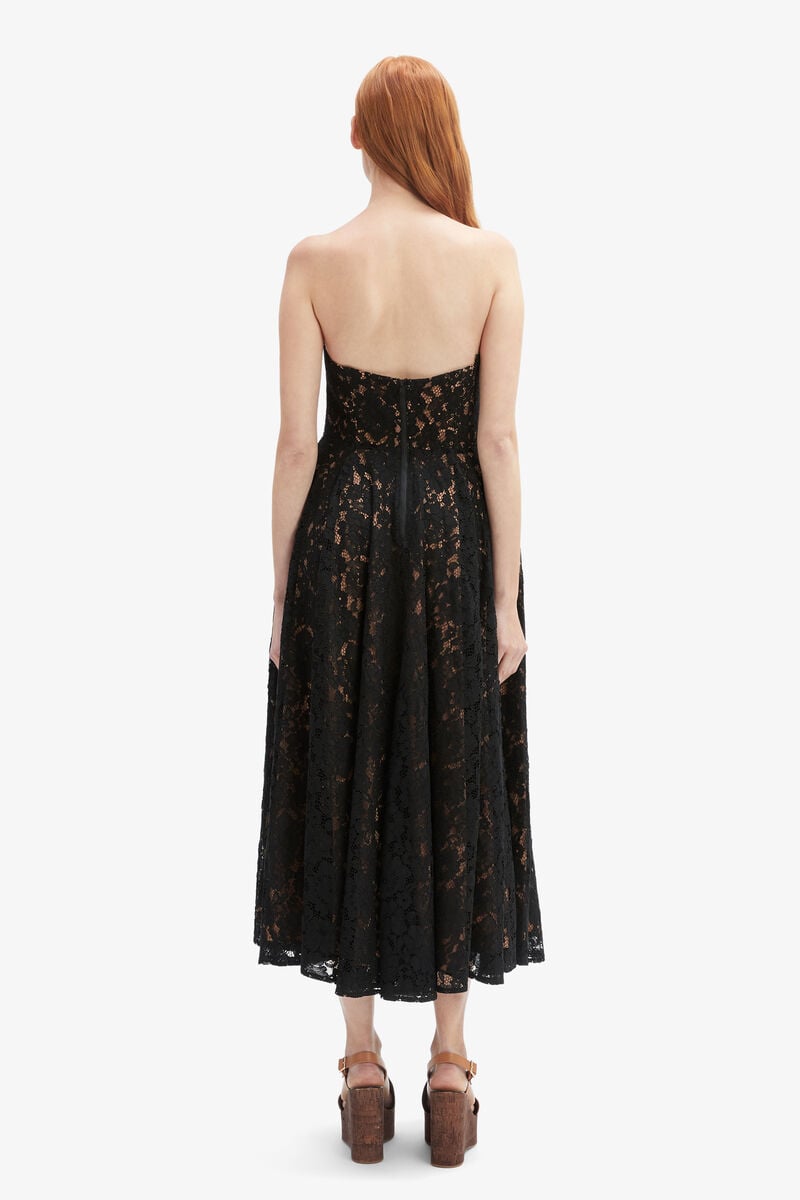 Bardot Opal Volume Lace Midi Dress In Black