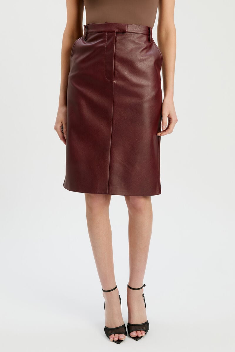 Bardot Phenix Vegan Leather Skirt In Burgundy