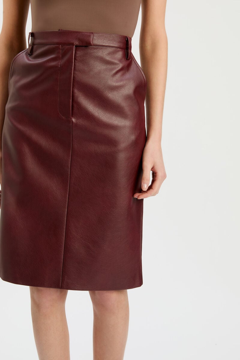 Bardot Phenix Vegan Leather Skirt In Burgundy