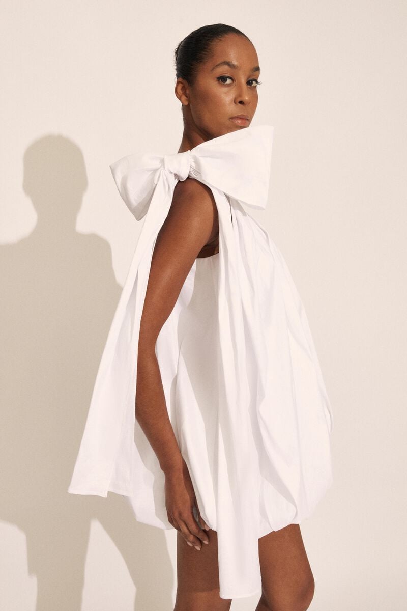 bardot razia one shoulder mini dress in orchidwht