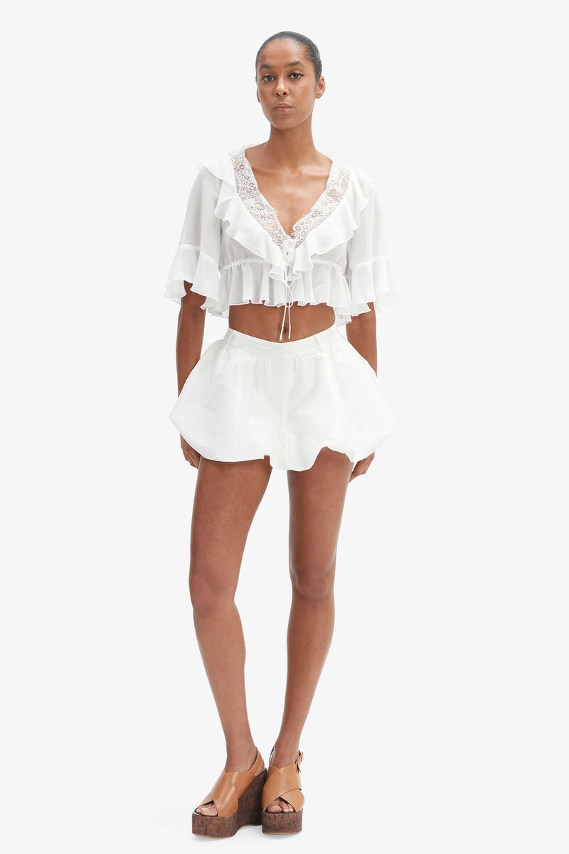 Bardot Reis Mid Rise Mini Skort In Ivory