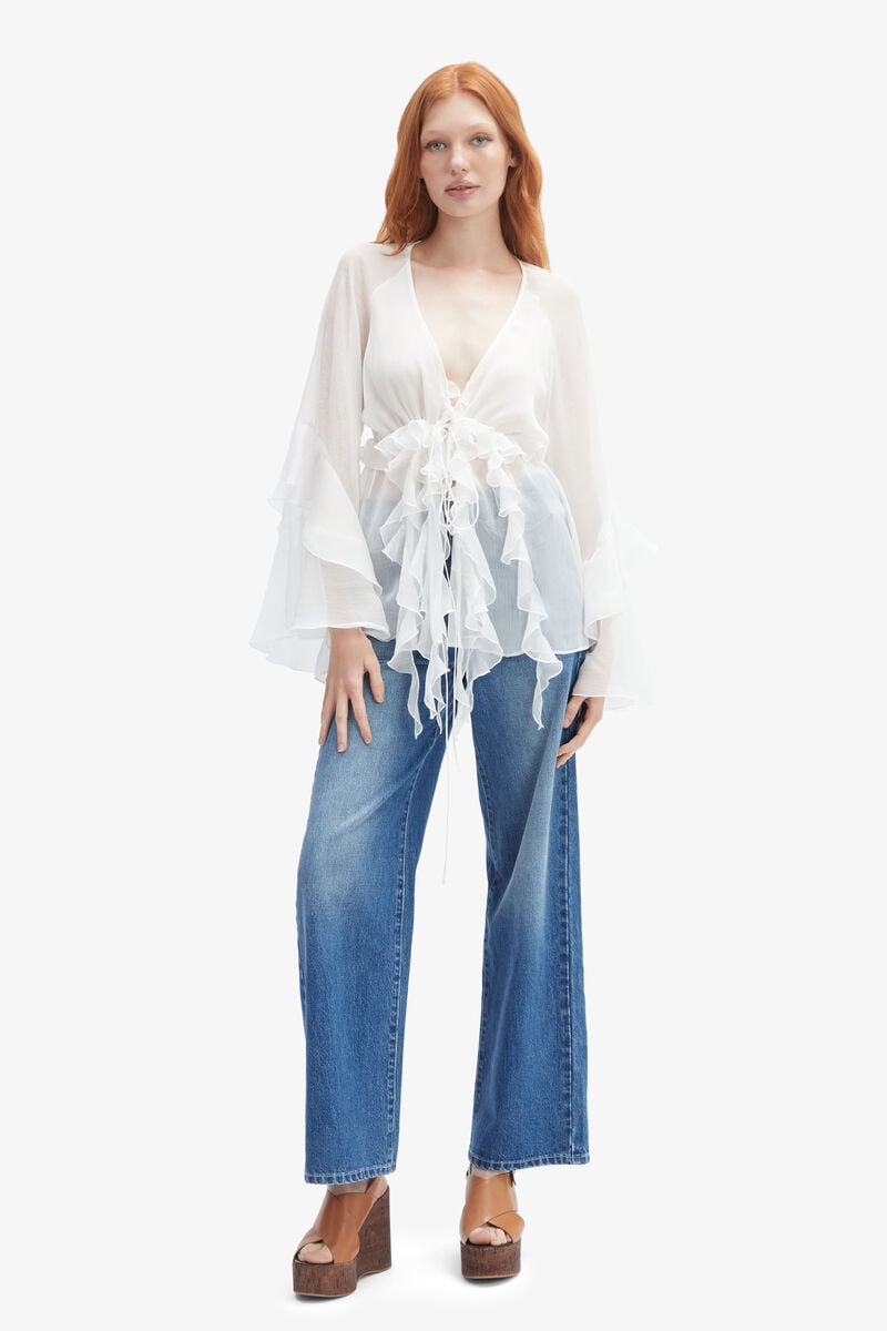 Bardot Rosalo Ruffle Blouse In Orchidwht