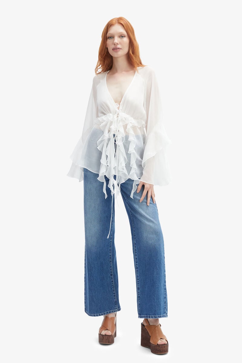Bardot Rosalo Ruffle Blouse In Orchidwht