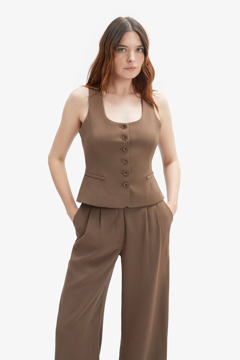 Bardot Sloane Straight Leg Pant In Brown