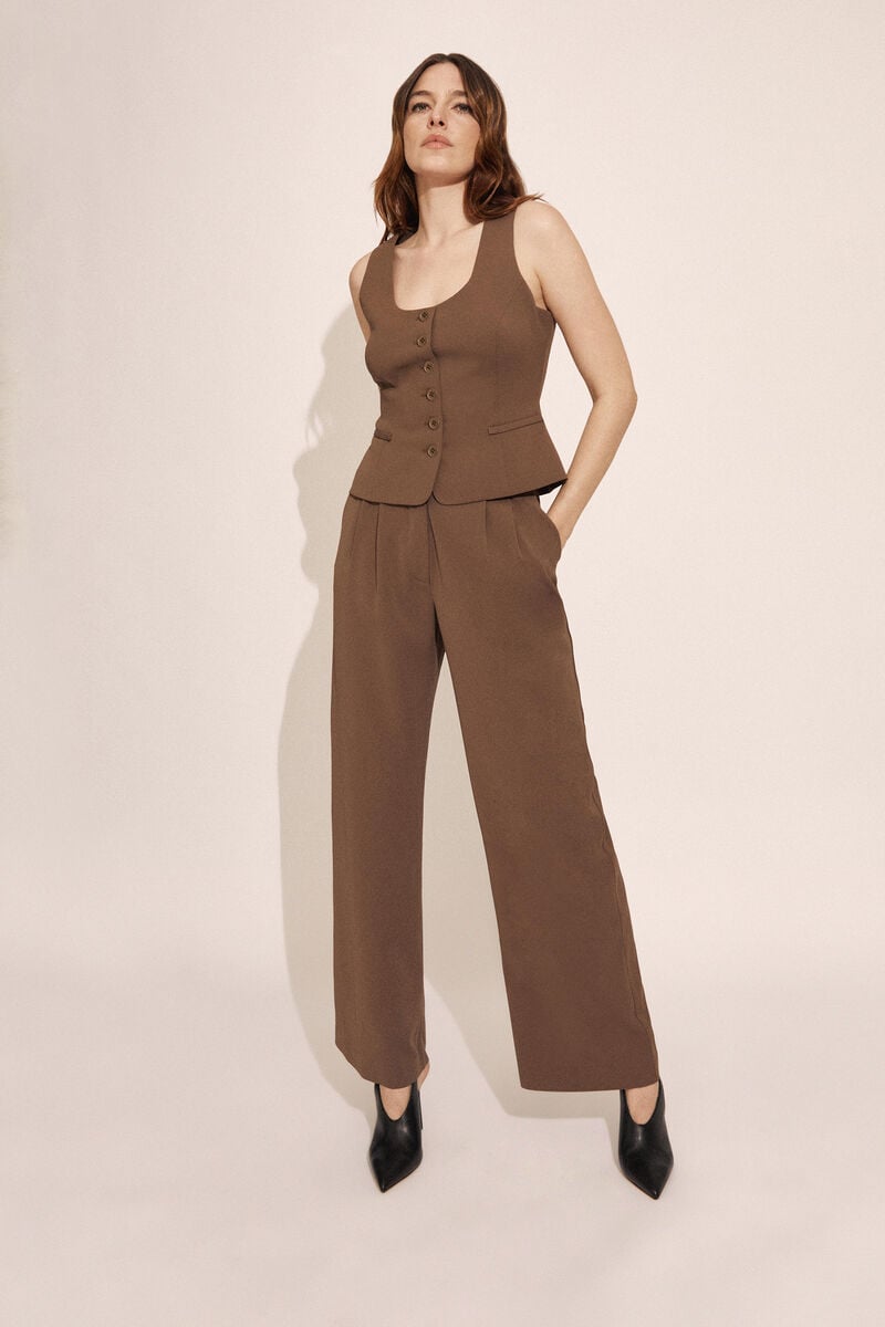 bardot sloane straight leg pant in brown