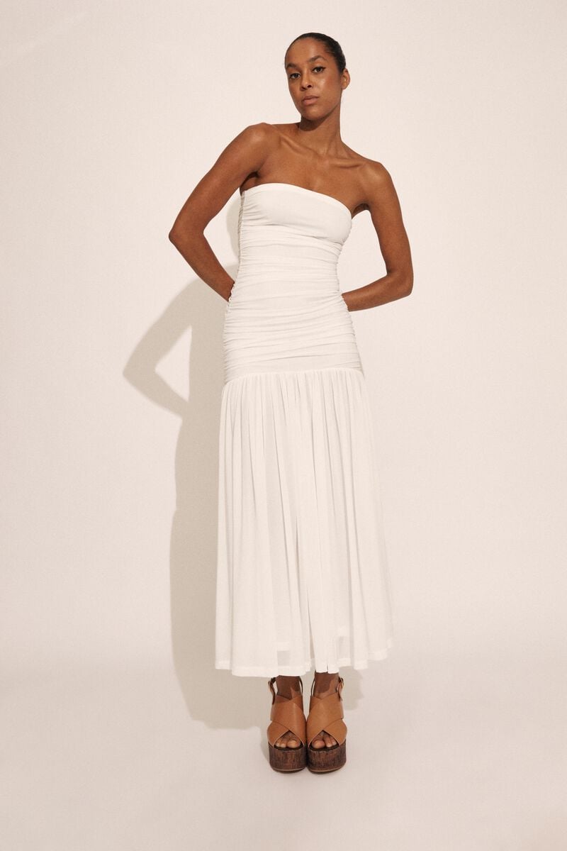 bardot solana mesh maxi dress in orchidwht