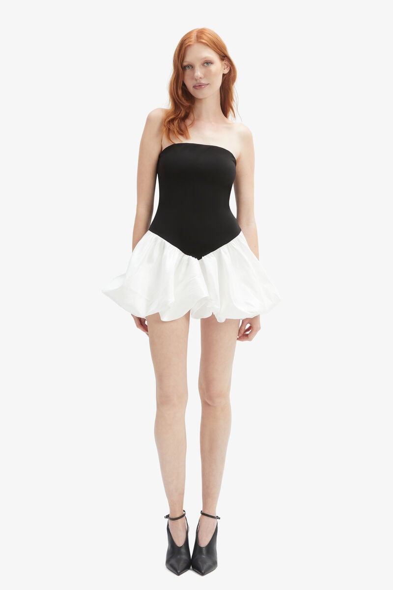 Bardot Vega Strapless Mini Dress In Black & White
