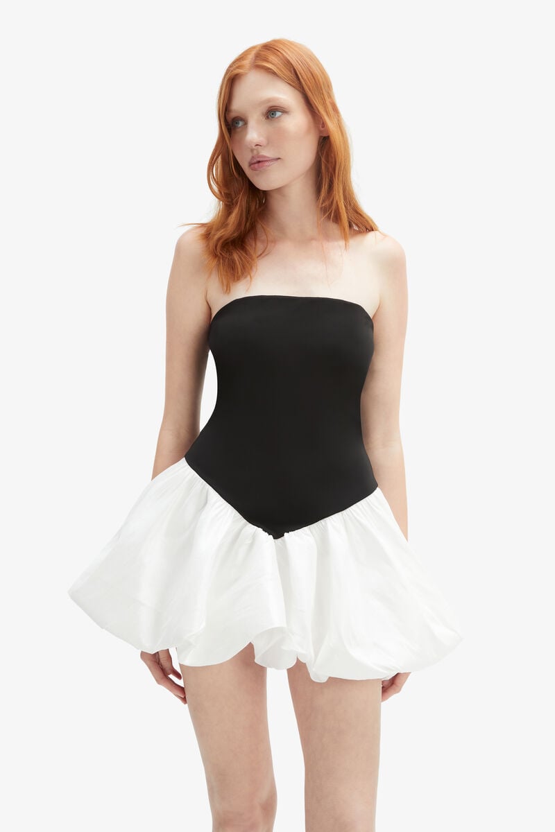 Bardot Vega Strapless Mini Dress In Black & White