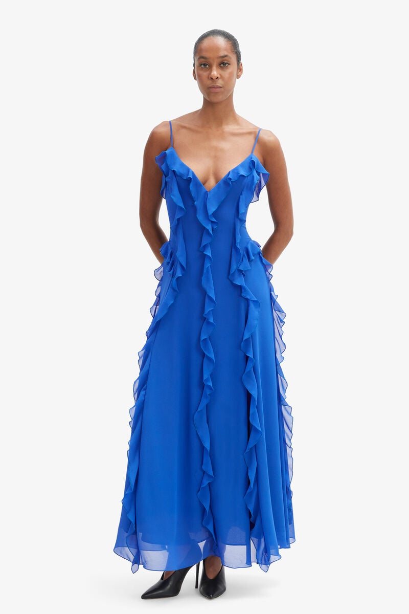 Bardot Veris Ruffle Maxi Dress In Electrc Bl