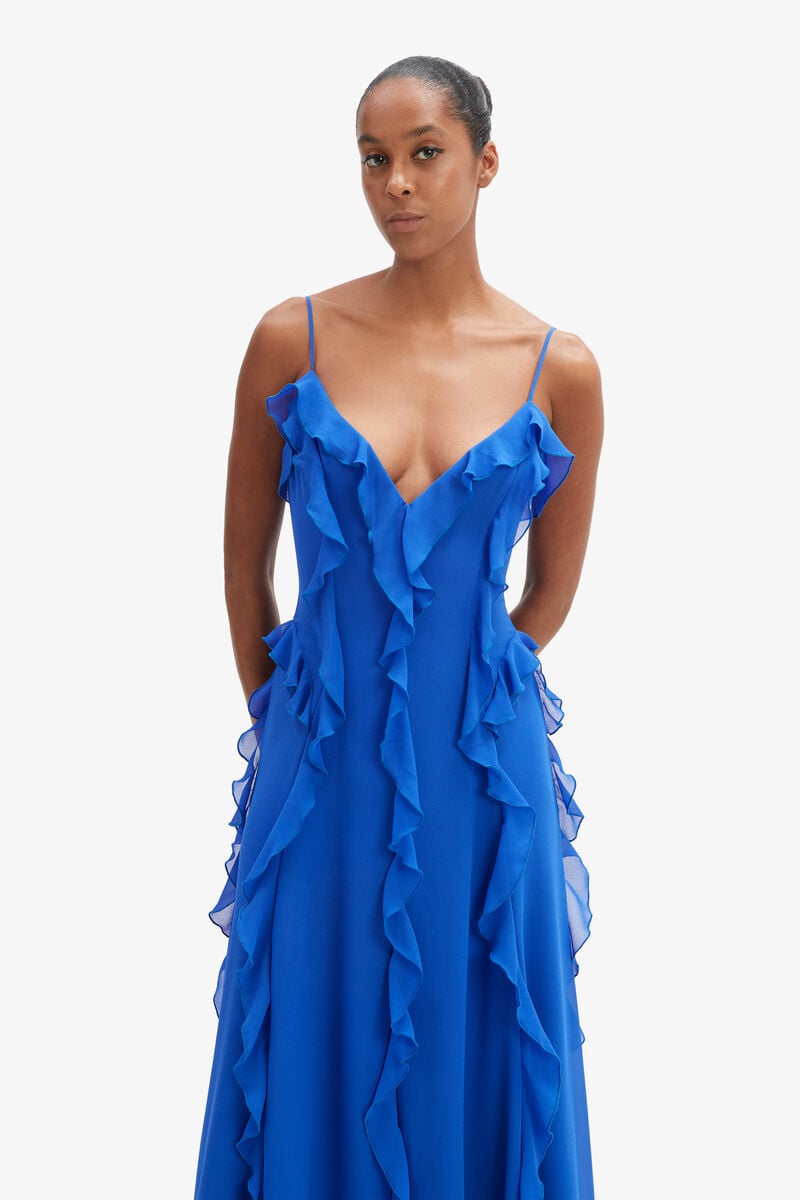 Bardot Veris Ruffle Maxi Dress In Electrc Bl