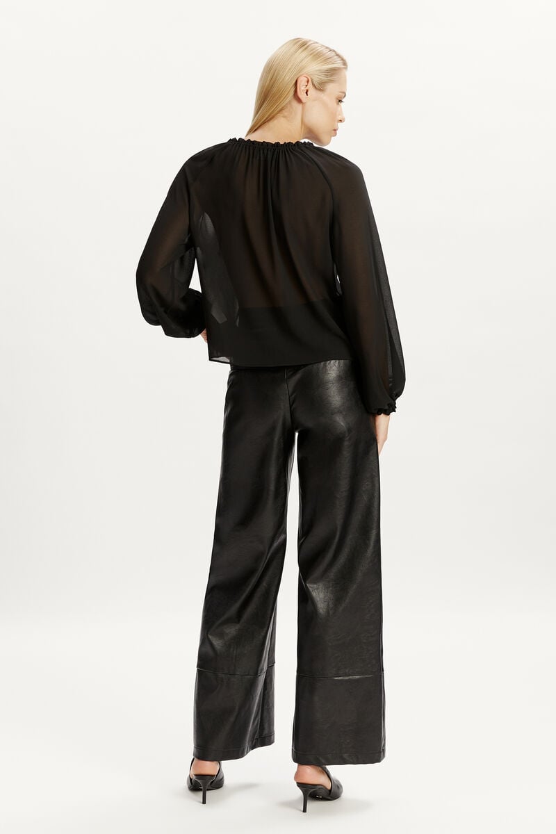 Bardot Marlowe Vegan Leather Wide Leg Pant In Black