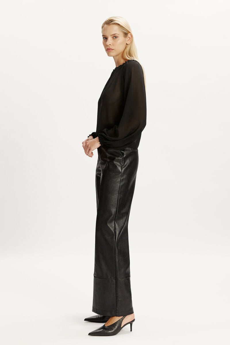 Bardot Marlowe Vegan Leather Wide Leg Pant In Black