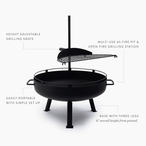 Barebones Cowboy Fire Pit Grill - 23"