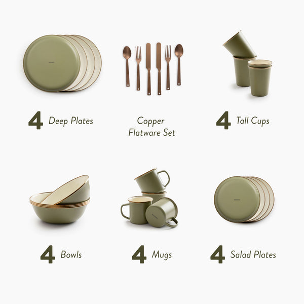 Barebones Enamelware 2-Tone Ultimate Dining Bundle
