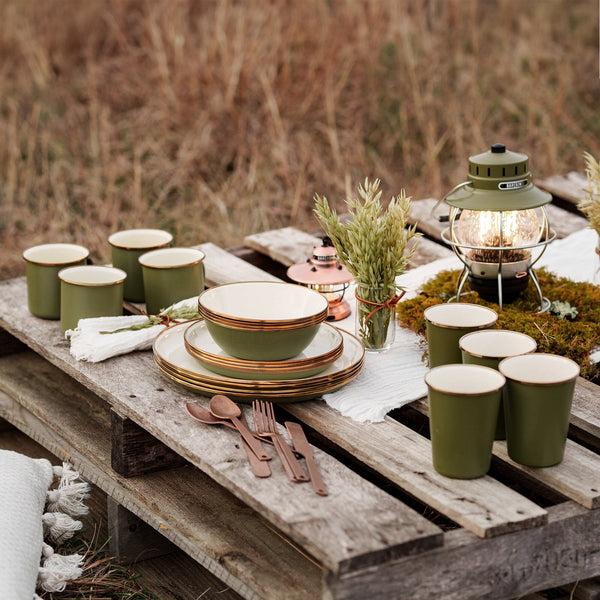 Barebones Enamelware 2-Tone Ultimate Dining Bundle