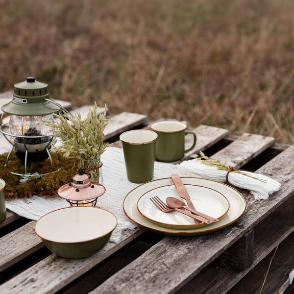 Barebones Enamelware 2-Tone Ultimate Dining Bundle