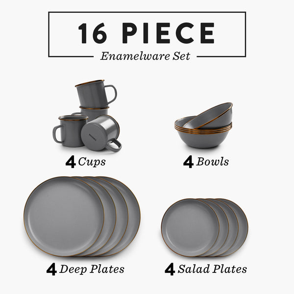 Barebones Enamelware Dining Collection - Slate Gray