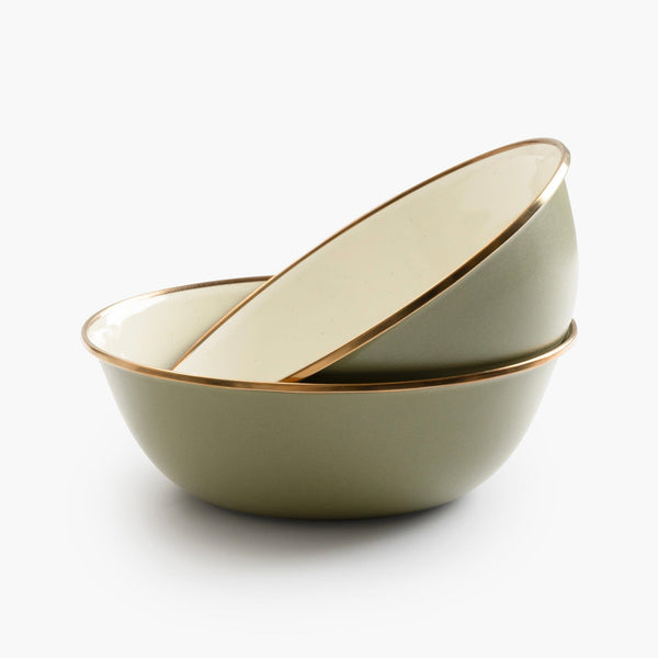 Barebones Enamelware 2-Tone Dining Collection - Olive Drab