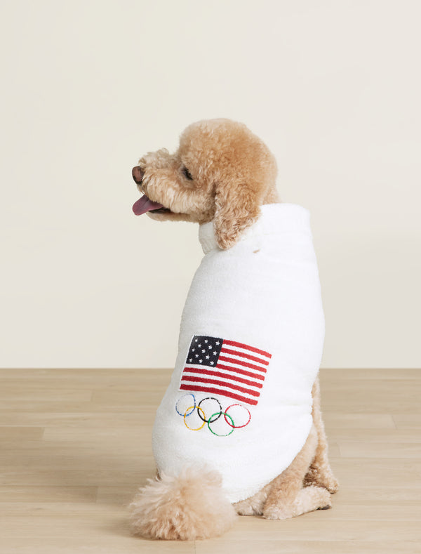 barefoot dreams CozyChic® Team USA Flag Olympic Ring Pet Sweater