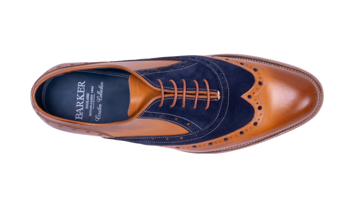 Barker Abingdon - Cedar Calf/Navy Suede