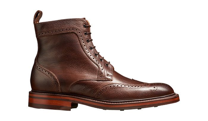 Barker Calder - Dark Brown Grain Mens Wingtip Boot