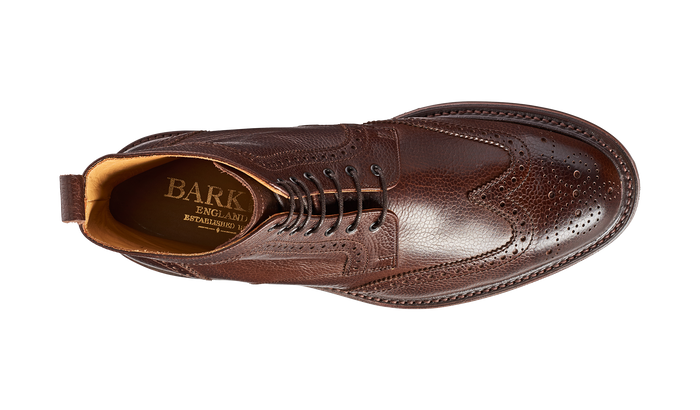 Barker Calder - Dark Brown Grain Mens Wingtip Boot