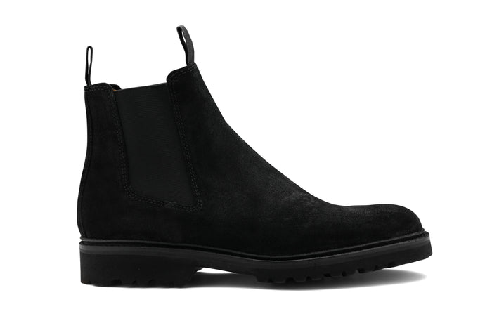 Barker Camborne - Black Waxy Suede