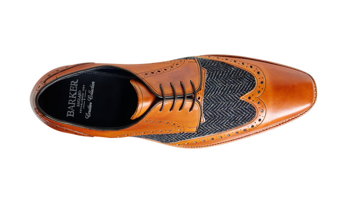 Barker Jackson - Cedar Calf / Blue Tweed Derby Shoe