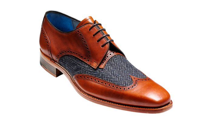 barker Jackson - Cedar Calf / Blue Tweed Derby Shoe