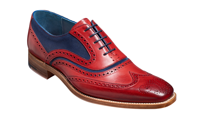 barker Mcclean - Red Hand Painted / Navy Suede