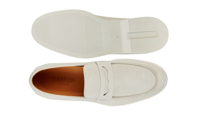 Barker Santiago - White Suede White Sole