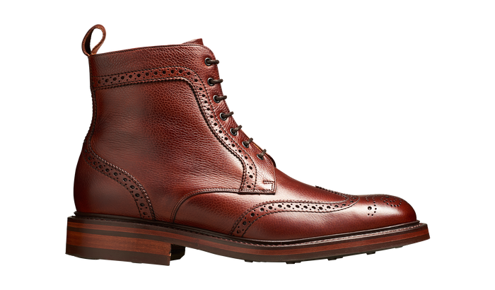 Barker Calder - Cherry Grain Wingtip Boot With Rubber Sole